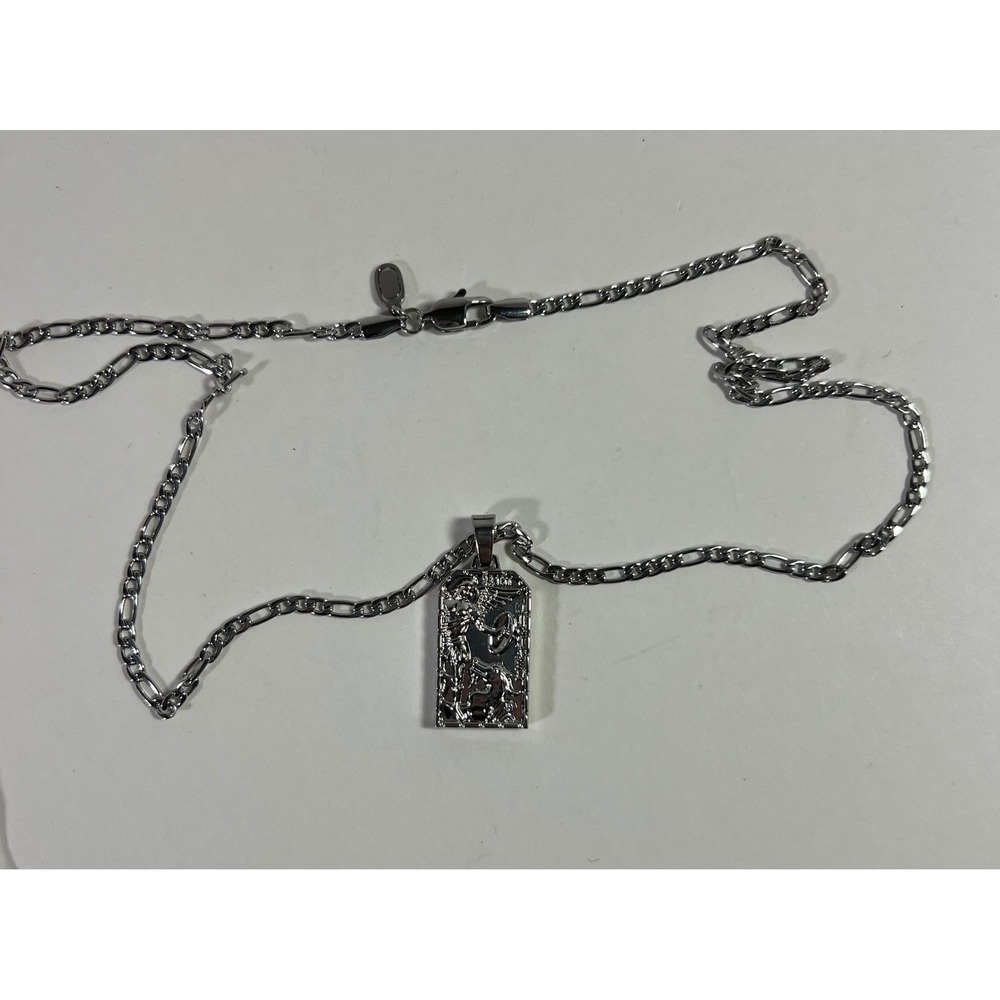 CraftD London St Michaels Necklace 316L Stainless Steel & Triple Coated Rhodium